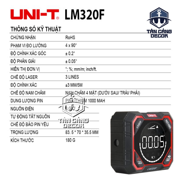 Alternative view of Thước Đo Góc Nghiêng Điện Tử UNI-T LM320F ( Trang Bị 3 Lazer )