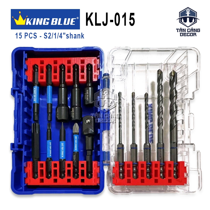 Bộ Mũi Vặn Vít, Mũi Khoan Đa Năng 15 Chi Tiết Kingblue KLJ-015