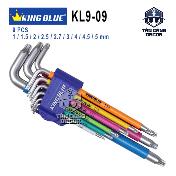 Bộ Lục Giác 9 Chi Tiết KingBlue KL9-09 ( Đầu Hoa Thị Có Lỗ T10 - T50 mm )