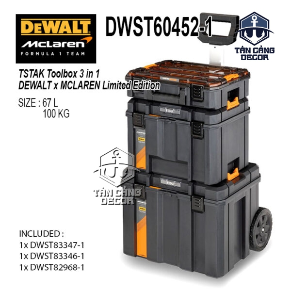Combo Thùng Đựng Dụng Cụ TSTAK McLaren DeWalt DWST60452-1 Có Xe Kéo ( Bản Giới Hạn )