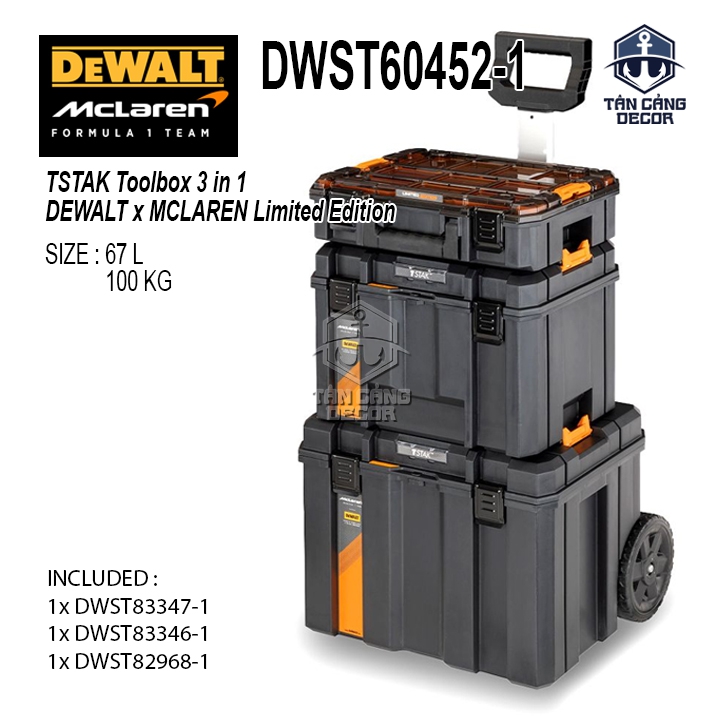Combo Thùng Đựng Dụng Cụ TSTAK McLaren DeWalt DWST60452-1 Có Xe Kéo ( Bản Giới Hạn )