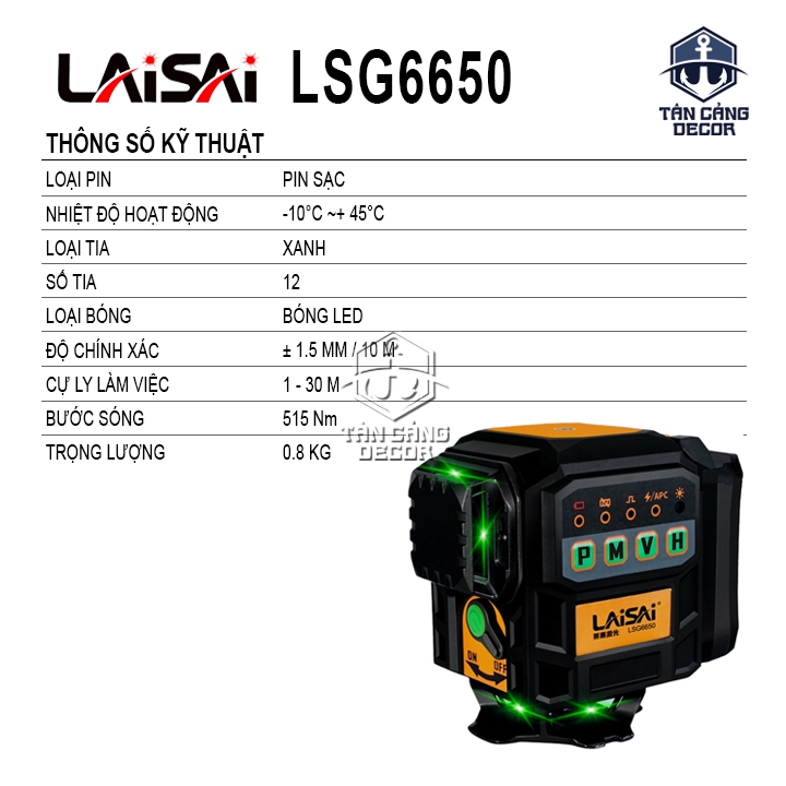 Máy Cân Bằng Lazer 12 Tia Xanh Laisai LSG6650 ( Điều Khiển Từ Xa ) - Ảnh 2
