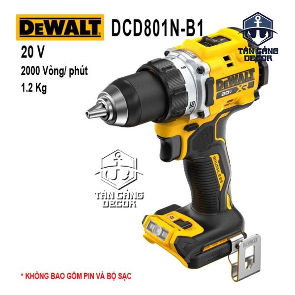 Máy Khoan Động Lực Dùng Pin DeWalt 20V DCD801 ( Thân Máy ) ( Trang Bị Chống KickBack )