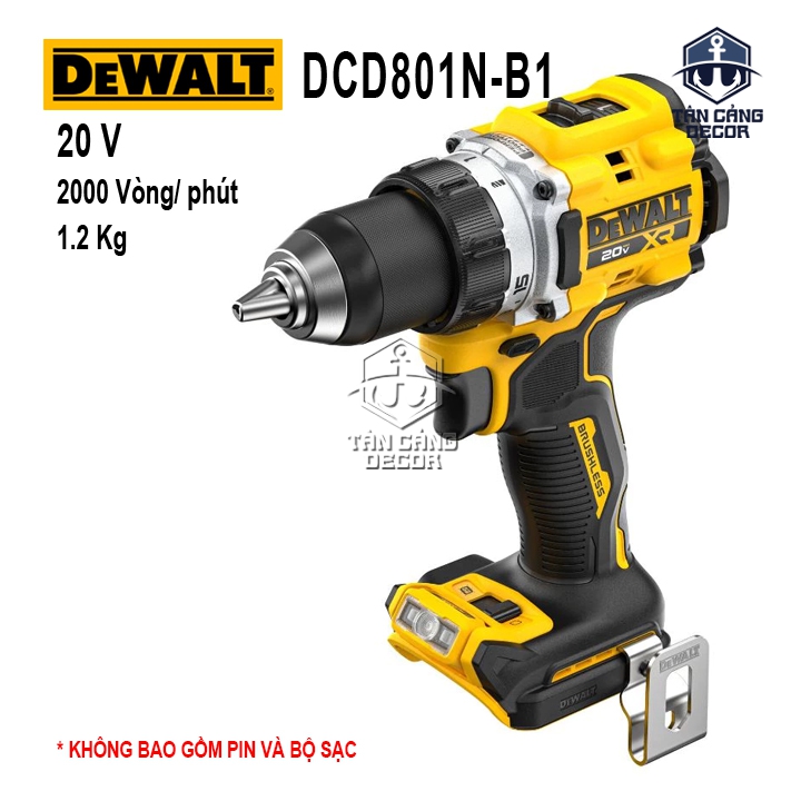 Máy Khoan Động Lực Dùng Pin DeWalt 20V DCD801 ( Thân Máy ) ( Trang Bị Chống KickBack )