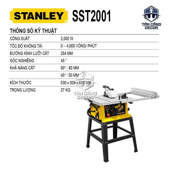 Máy Cưa Bàn Stanley SST2001 2000W ( Phiên Bản Mới - Công Suất Lớn, Khởi Động Mềm ) - Ảnh 2