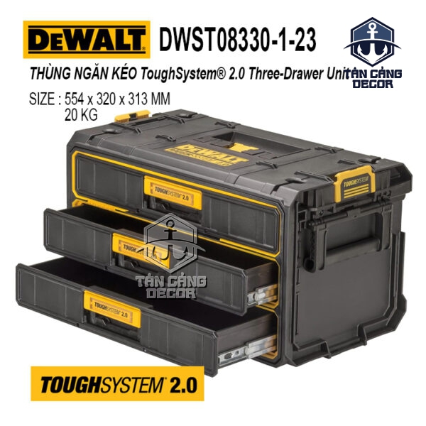 Thùng Đựng Đồ Nghề 3 Ngăn Kéo DeWalt DWST08330-1 ToughSystem 2.0 Chuẩn IP65