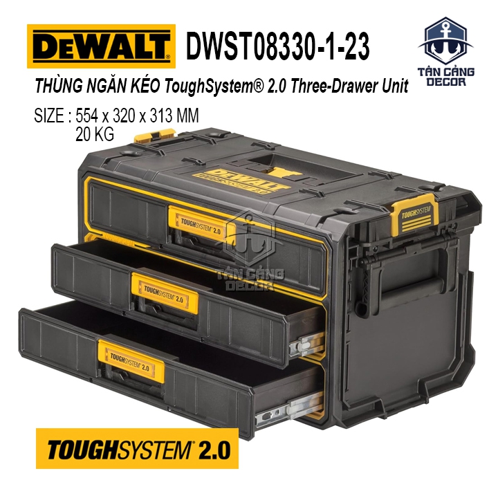 Thùng Đựng Đồ Nghề 3 Ngăn Kéo DeWalt DWST08330-1 ToughSystem 2.0 Chuẩn IP65