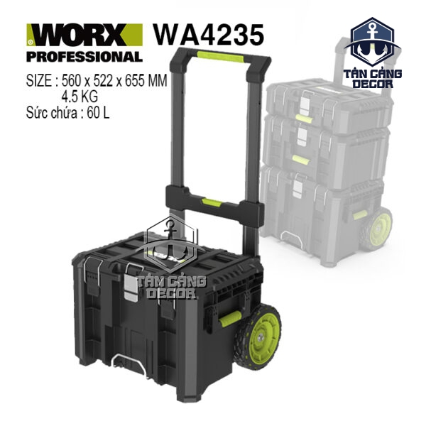 Thùng Đựng Đồ Nghề Bánh Xe Kéo Worx WA4235 Chuẩn IP65