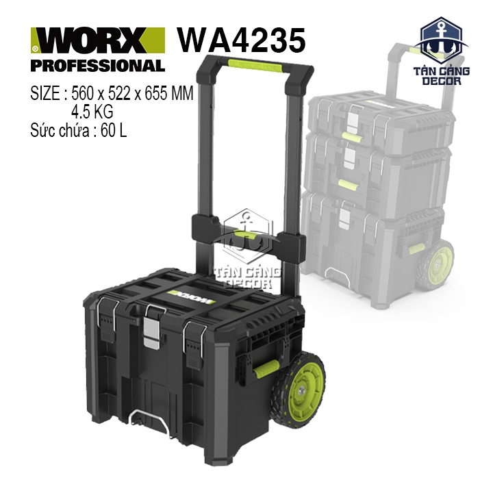 Thùng Đựng Đồ Nghề Bánh Xe Kéo Worx WA4235 Chuẩn IP65