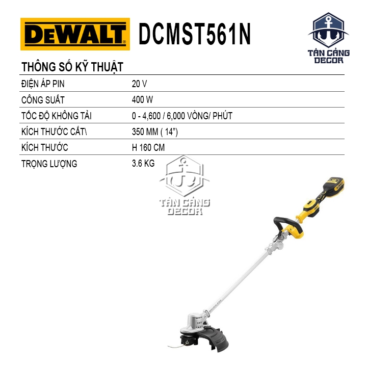 Máy Cắt Cỏ Cầm Tay Dùng Pin 18V DeWalt DCMST561 ( Thân Máy ) - Ảnh 2