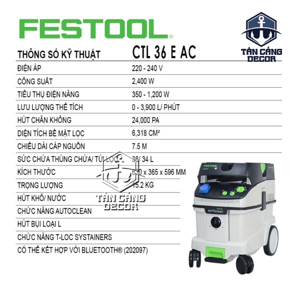 Alternative view of Máy Hút Bụi 36 Lít Festool CLEANTEC CTL 36 E AC 230V (574958)