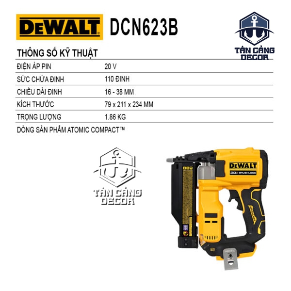 Alternative view of Súng Đinh Chỉ - Đinh Đồng Dùng Pin 20V Dewalt DCN623 ( Thân Máy )