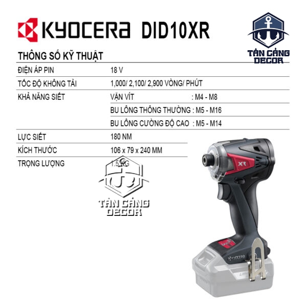 Alternative view of Combo Máy Vặn Vít Dùng Pin 20V Kyocera DID10XR ( Thân Máy, Thùng Nhựa, 1 Sạc, 12 Pin 5.0 Ah,1 Pin 1.5Ah )