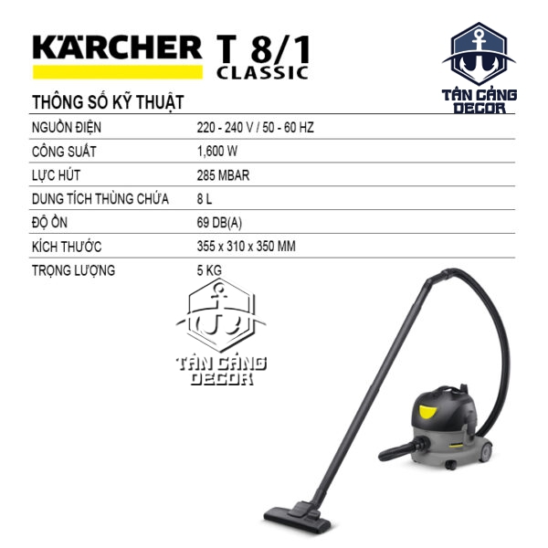 Alternative view of Máy Hút Bụi Khô Công Nghiệp Karcher T 8/1 Classic 1600W