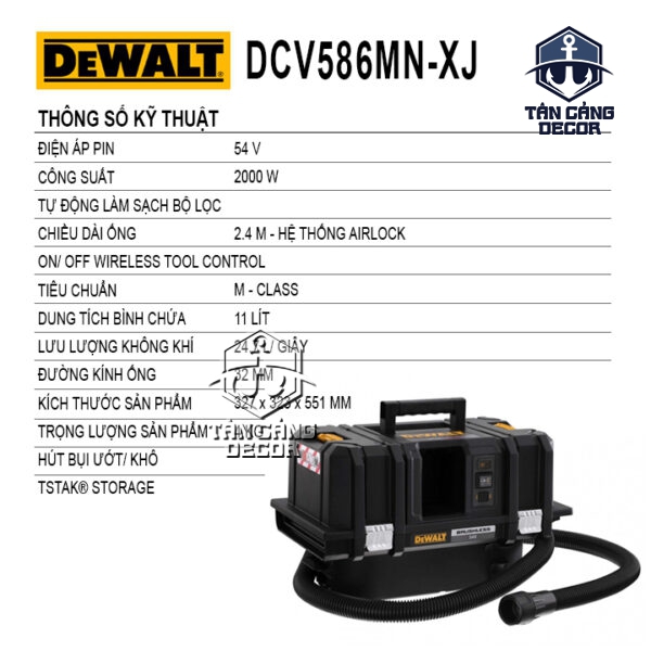 Alternative view of Máy Hút Bụi Khô Dùng Pin Hệ Thùng Tstak DeWalt 20V DCV586 ( Thân Máy ) ( Có Remote Điều Khiển )