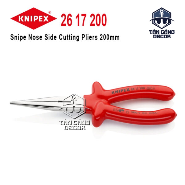 Kìm Nhọn Mũi Thon Cán Đúc Cách Điện 1000V 200 mm Knipex 26 17 200