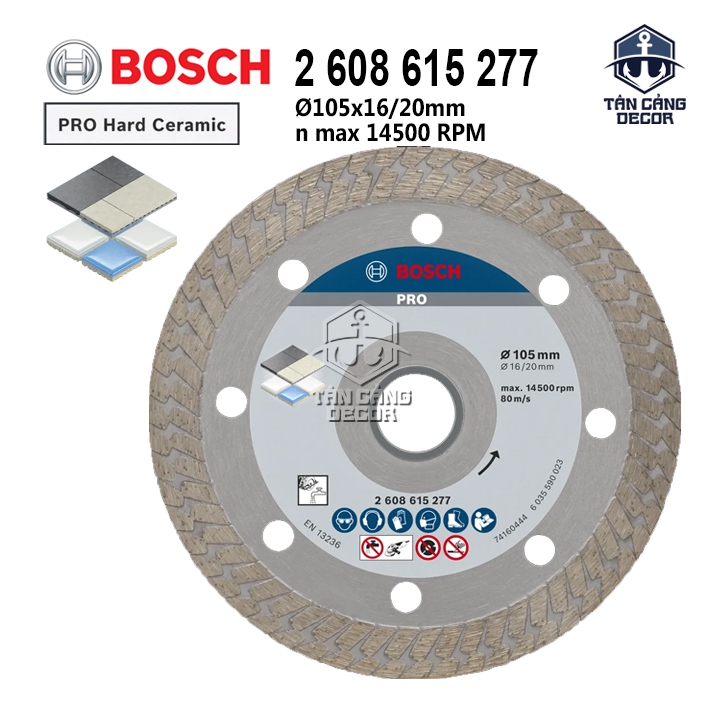 Lưỡi Cắt Đa Năng 105 mm Bosch 2 608 615 277 ( Gạch Men, Đá Marble, Đá Granite )