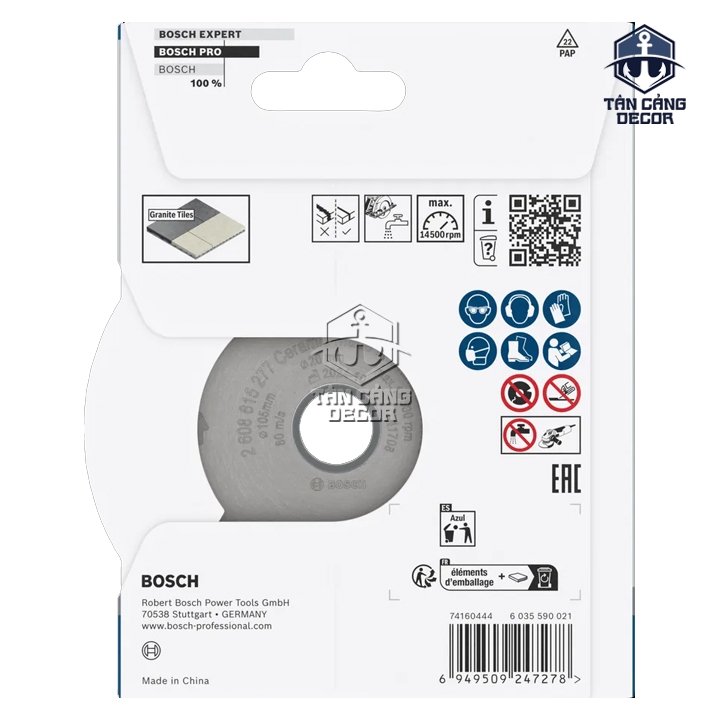 Lưỡi Cắt Đa Năng 105 mm Bosch 2 608 615 277 ( Gạch Men, Đá Marble, Đá Granite ) - Ảnh 4