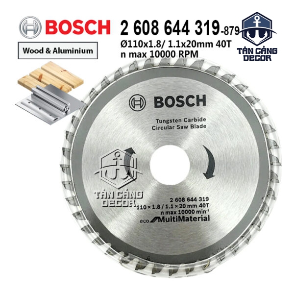 Lưỡi Cắt Gỗ, Nhôm 110 mm x 40T Bosch 2 608 644 319