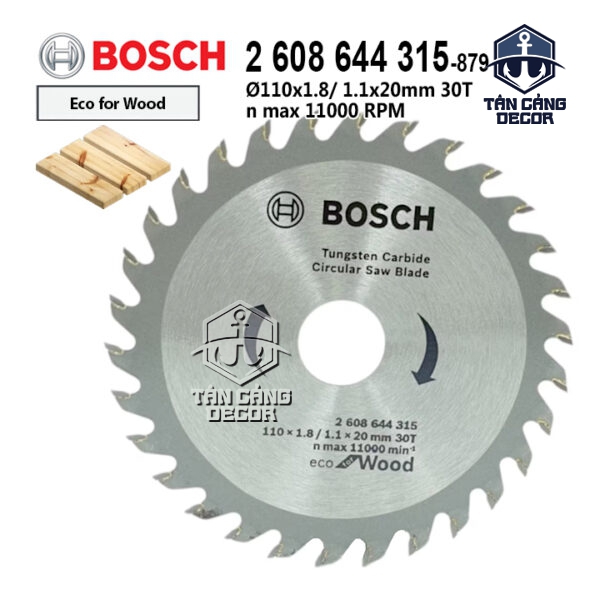 Lưỡi Cắt Gỗ, Nhôm 110 mm x 30T Bosch 2 608 644 315