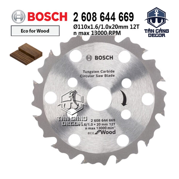 Lưỡi Cắt Gỗ 110 mm x 12T Bosch 2 608 644 669