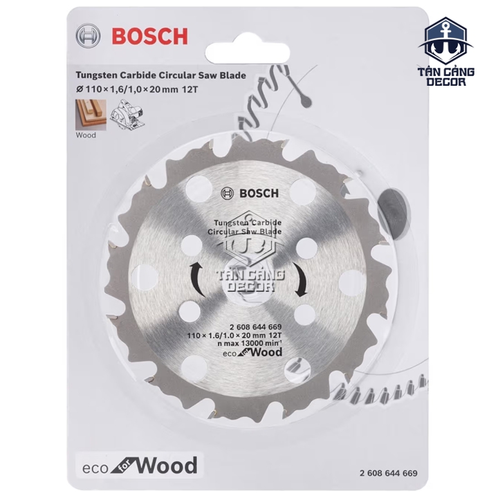 Lưỡi Cắt Gỗ 110 mm x 12T Bosch 2 608 644 669 - Ảnh 2