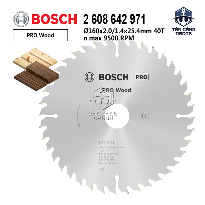 Lưỡi Cưa Gỗ 160 mm x 40T Bosch 2 608 642 971