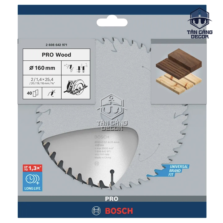 Lưỡi Cưa Gỗ 160 mm x 40T Bosch 2 608 642 971 - Ảnh 2