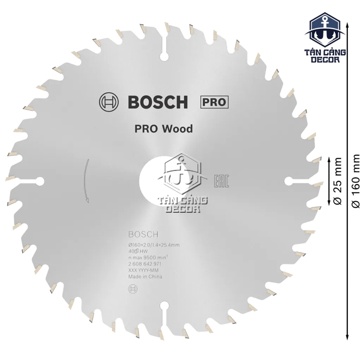 Lưỡi Cưa Gỗ 160 mm x 40T Bosch 2 608 642 971 - Ảnh 3