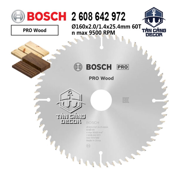 Lưỡi Cưa Gỗ 160 mm x 60T Bosch 2 608 642 972