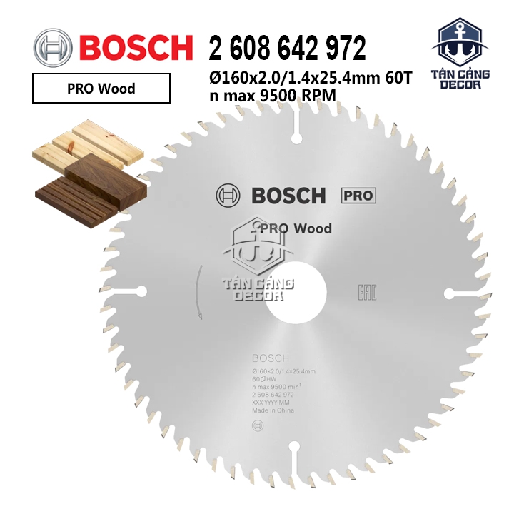 Lưỡi Cưa Gỗ 160 mm x 60T Bosch 2 608 642 972