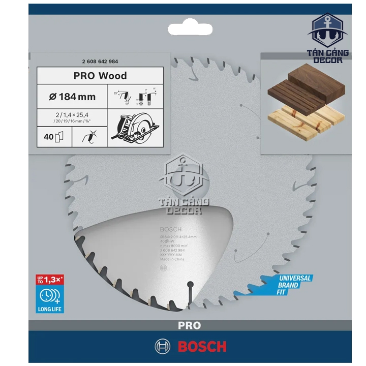 Lưỡi Cưa Gỗ 184 mm x 40T Bosch 2 608 642 984 - Ảnh 2