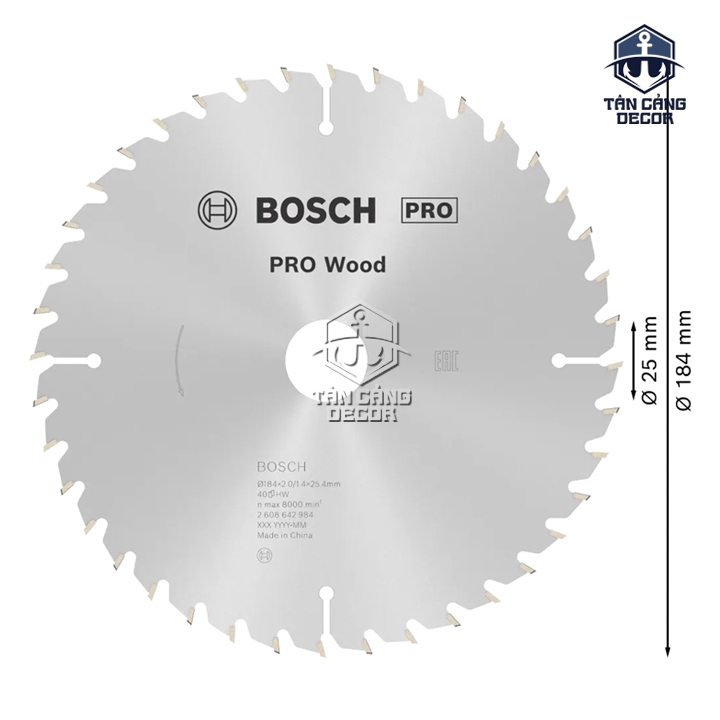 Lưỡi Cưa Gỗ 184 mm x 40T Bosch 2 608 642 984 - Ảnh 3