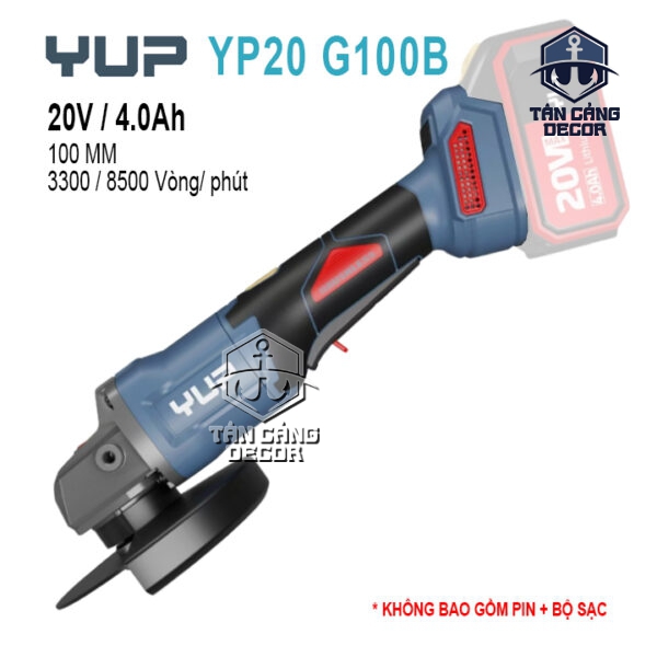 Máy Mài Góc 100 mm Dùng Pin 20V Có Xoay Góc YUP YP20 G100B (Thân Máy)