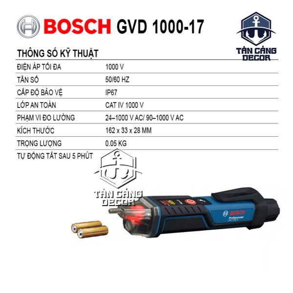 Alternative view of Bút Thử Điện Không Chạm Điện Tử 24V–1000V Bosch GVD 1000-17