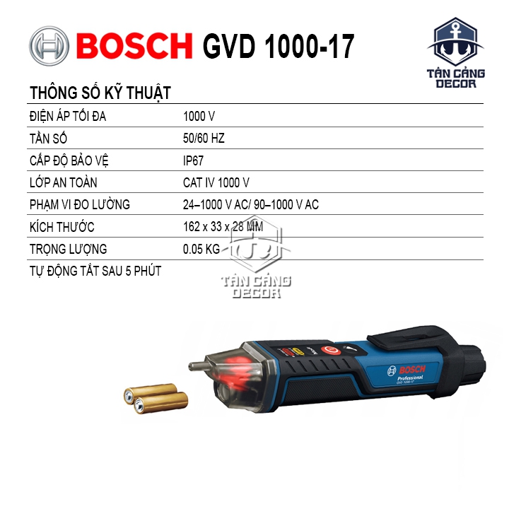 Bút Thử Điện Không Chạm Điện Tử 24V–1000V Bosch GVD 1000-17 - Ảnh 2
