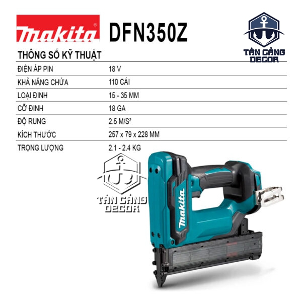 Alternative view of Súng Bắn Đinh F35 Dùng Pin Makita 18V DFN350Z ( Thân Máy )