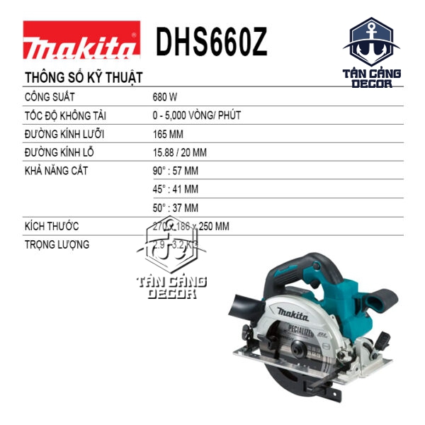 Alternative view of Máy Cưa Đĩa 165mm Dùng Pin 18V Makita DHS660Z (Thân Máy)