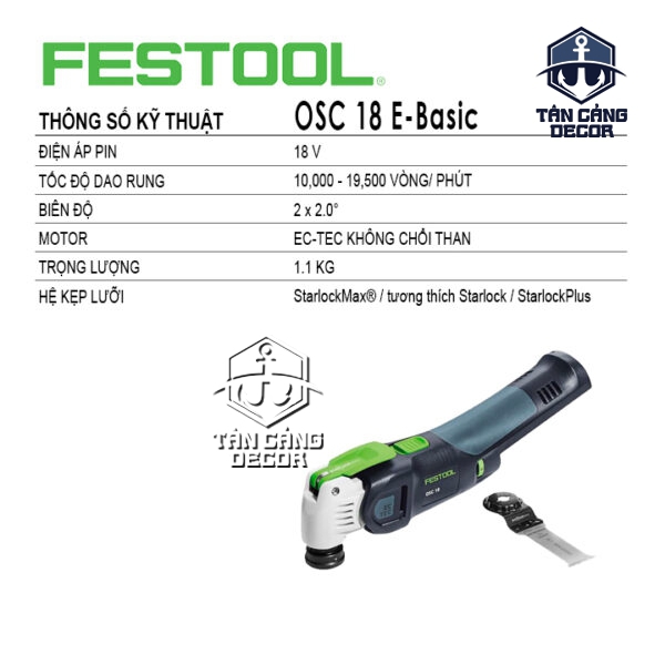 Alternative view of Máy Cắt Rung Đa Năng Dùng Pin Festool OSC 18 E-Basic Vecturo (576589) (Thân Máy)