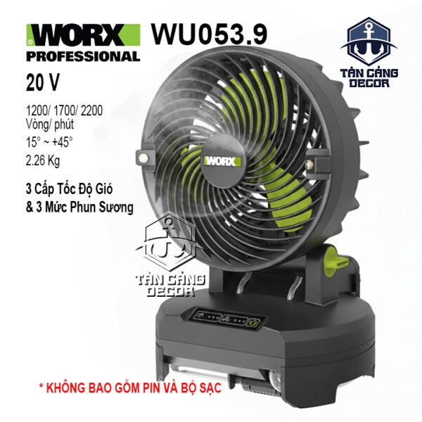 Quạt Hơi Nước Dùng Pin 20V Worx WU053.9 (Thân Máy)