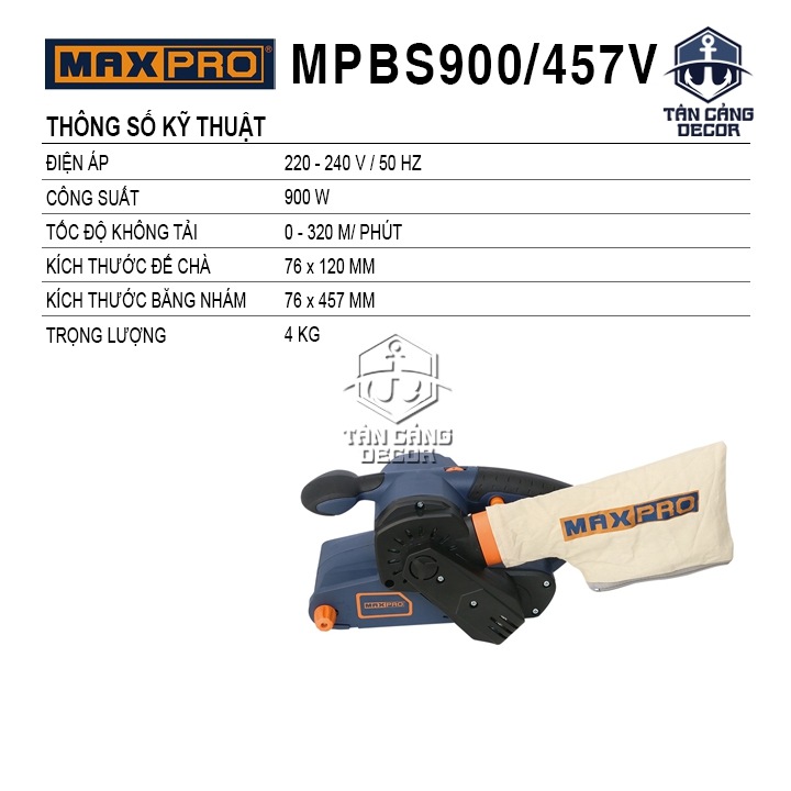 Máy Chà Nhám Băng 900W Maxpro MPBS900/457V - Ảnh 2